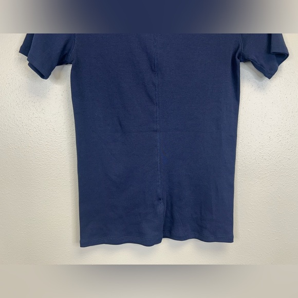 Everlane M Navy Ribbed Short Sleeve Tee Casual Supima Cotton Preppy Quiet Luxury - Picture 10 of 10